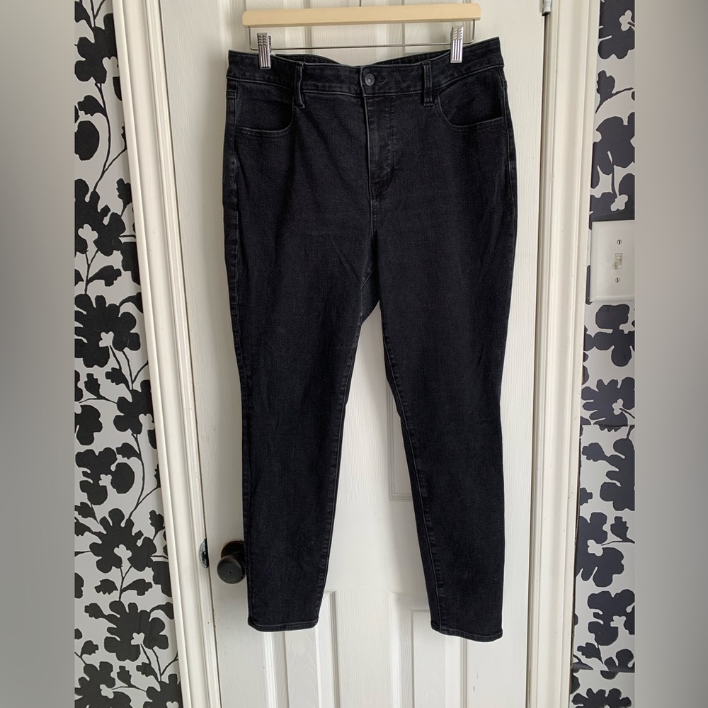 American Eagle size 16 Black Skinny Jeans biker core grunge indie sleeze